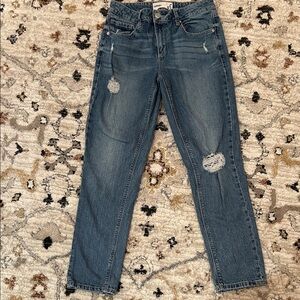 Garage Blue Distressed Straight Leg Jeans